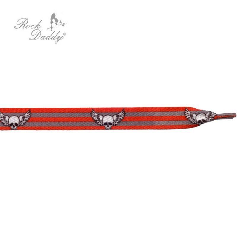 Cordon Ancho Rayas Naranja Calavera Alas