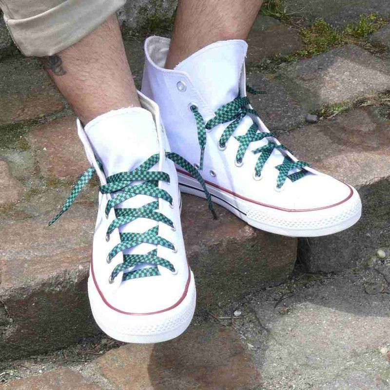 Cordón Fino Cuadraditos Verdes y Negros