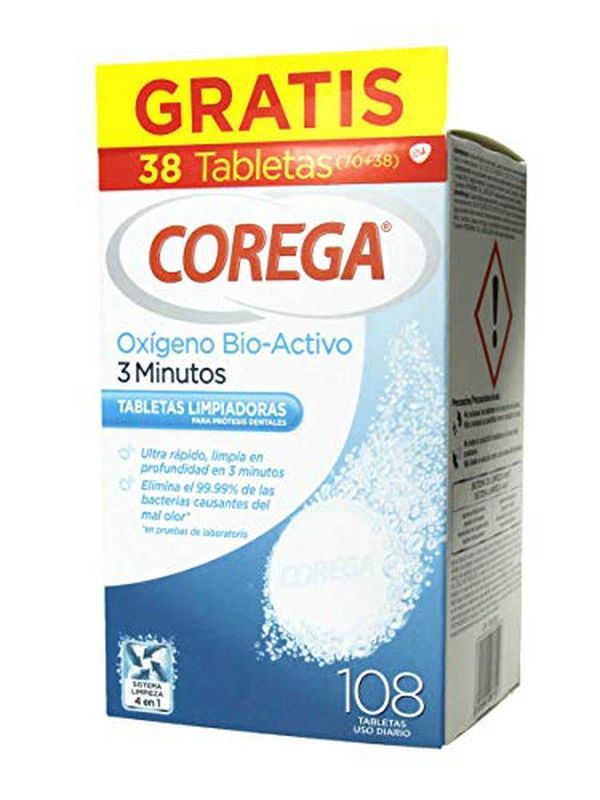 Corega 3 Minutos Limpieza Prótesis Dental 108 Tabletas