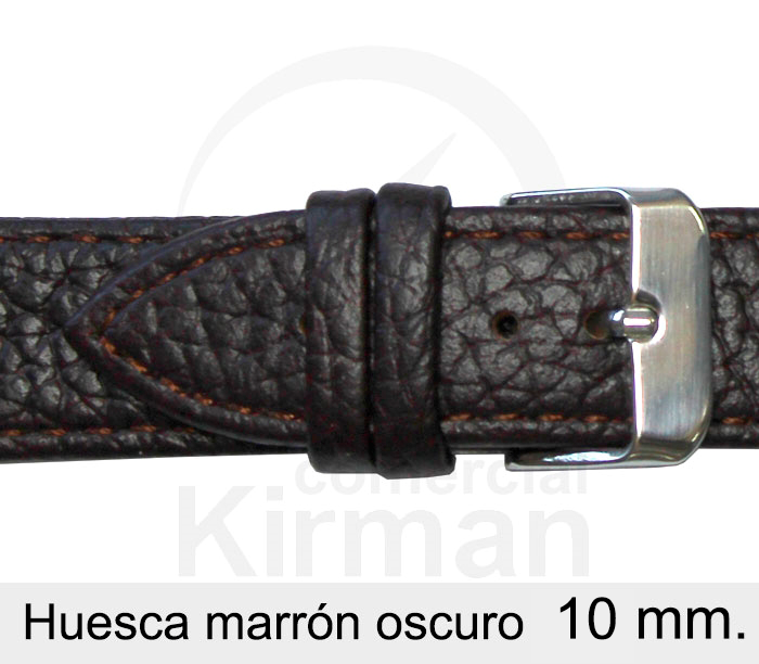 Correa Reloj 10x75/115mm Piel 129127MO Huesca Marrón Oscuro Hebilla Acero