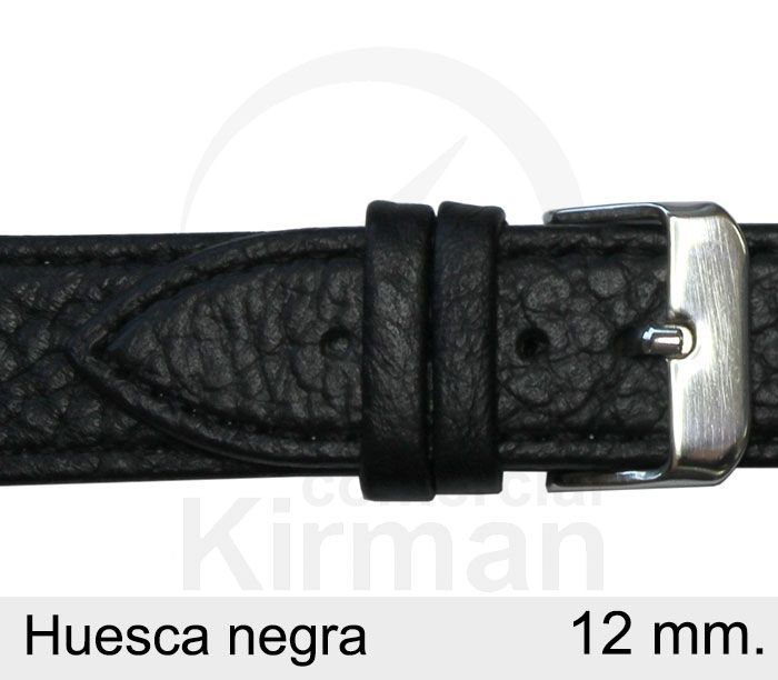 Correa Reloj 12x75/115mm Piel 130127N Huesca Negra Hebilla Acero