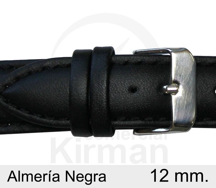 Correa Reloj 12x90/130mm Piel 4020112 Almería Negra Hebilla Acero