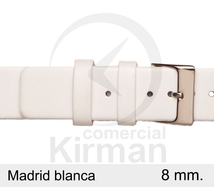 Correa Reloj 8x75/115mm Piel 128122B Madrid Blanca Hebilla Acero
