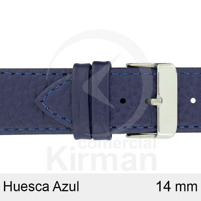 Correa Reloj Piel 14x75/115mm 131127A Huesca Azul Cierre Hebilla Acero
