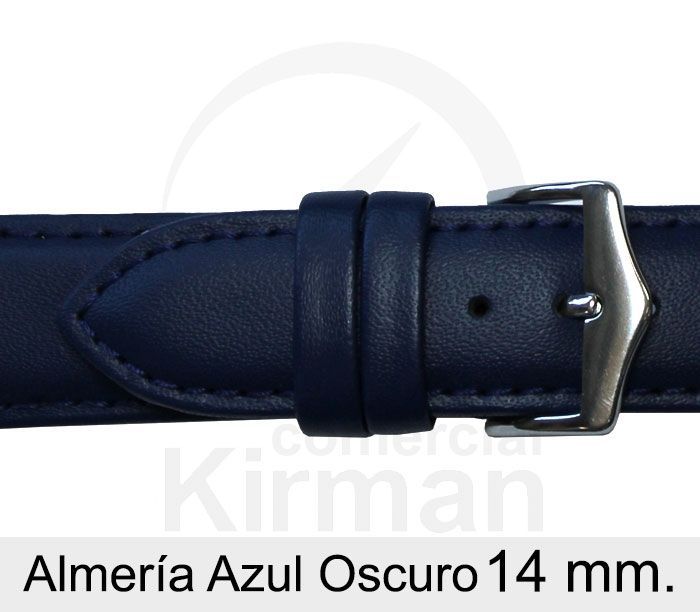 Correa Reloj Piel 14x90/130mm 4021614 Almería Azul Oscuro Cierre Hebilla Acero