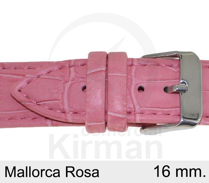 Correa Reloj Piel 16x75/115mm 132123RO Mallorca Rosa Cierre Hebilla Acero