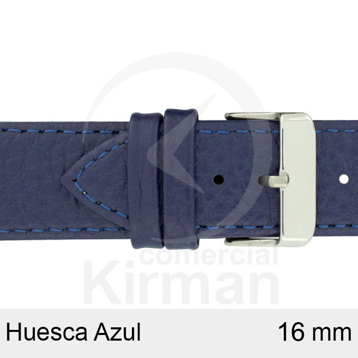 Correa Reloj Piel 16x75/115mm 132127A Huesca Azul Cierre Hebilla Acero