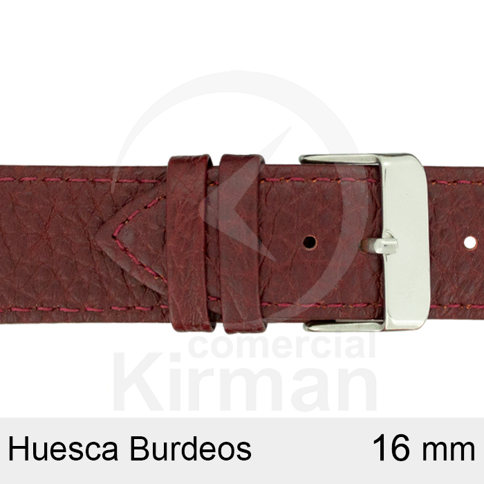 Correa Reloj Piel 16x75/115mm 132127BU Huesca Burdeos Cierre Hebilla Acero