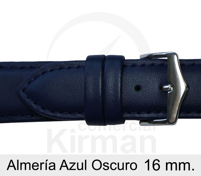 Correa Reloj Piel 16x90/130mm 4021616 Almería Azul Oscuro Cierre Hebilla Acero