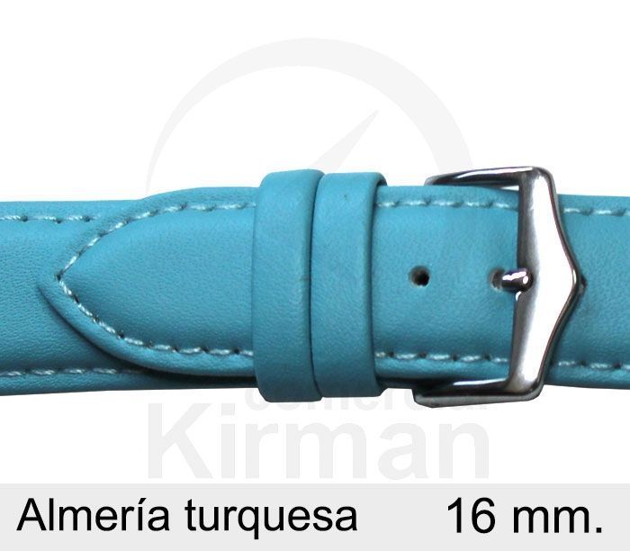 Correa Reloj Piel 16x90/130mm 4021816 Almería Turquesa Cierre Hebilla Acero