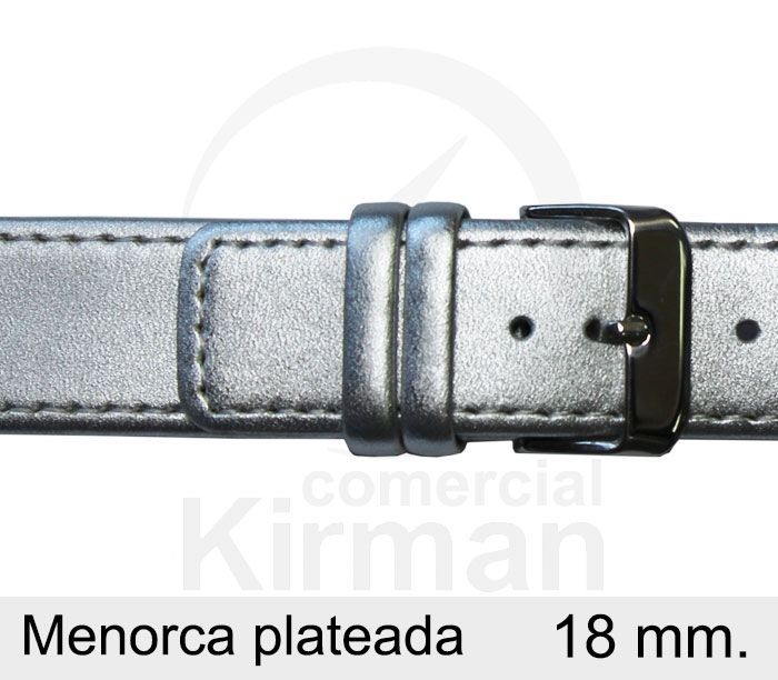 Correa Reloj Piel 18x75/115mm 133114P Menorca Plateada Cierre Hebilla Acero