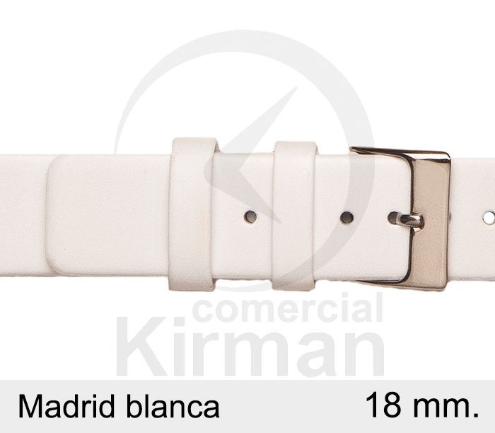 Correa Reloj Piel 18x75/115mm 133122B Madrid Blanca Cierre Hebilla Acero
