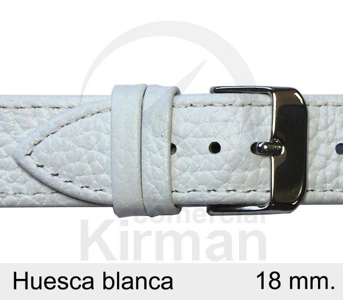Correa Reloj Piel 18x75/115mm 133127B Huesca Blanca Cierre Hebilla
