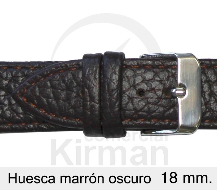 Correa Reloj Piel 18x75/115mm 133127MO Huesca Marrón Oscuro Cierre Hebilla