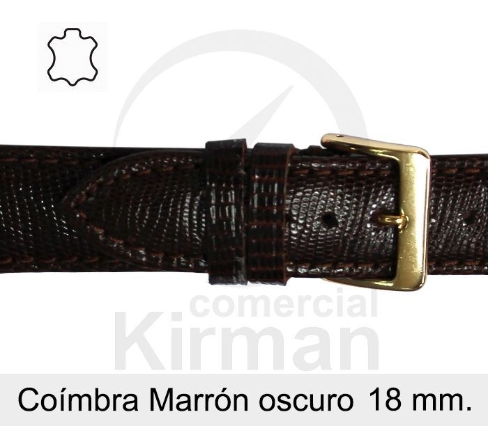 Correa Reloj Piel 18x75/115mm 133136MO Coímbra Marrón Oscuro Cierre Hebilla Acero