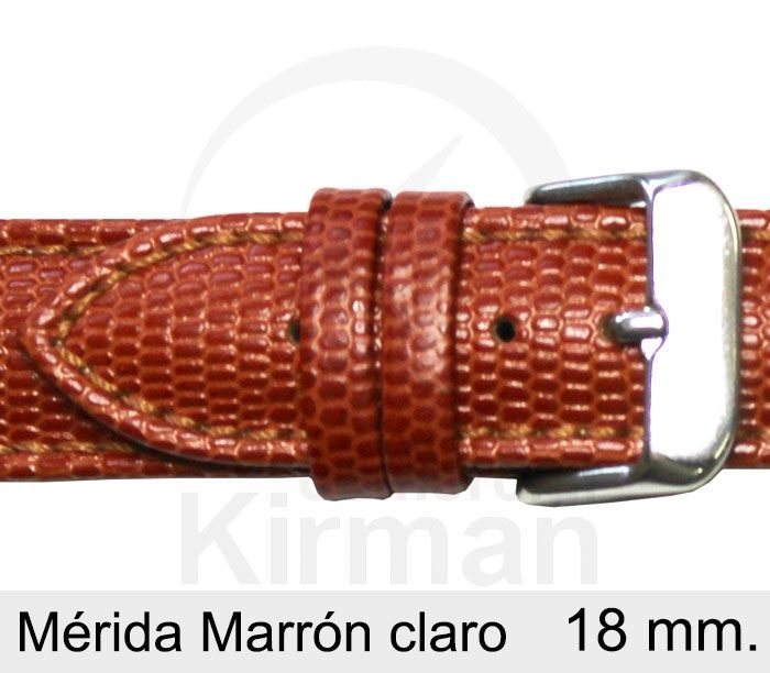 Correa Reloj Piel 18x80/120mm 133037MC Mérida Marrón Clara Cierre Hebilla Acero