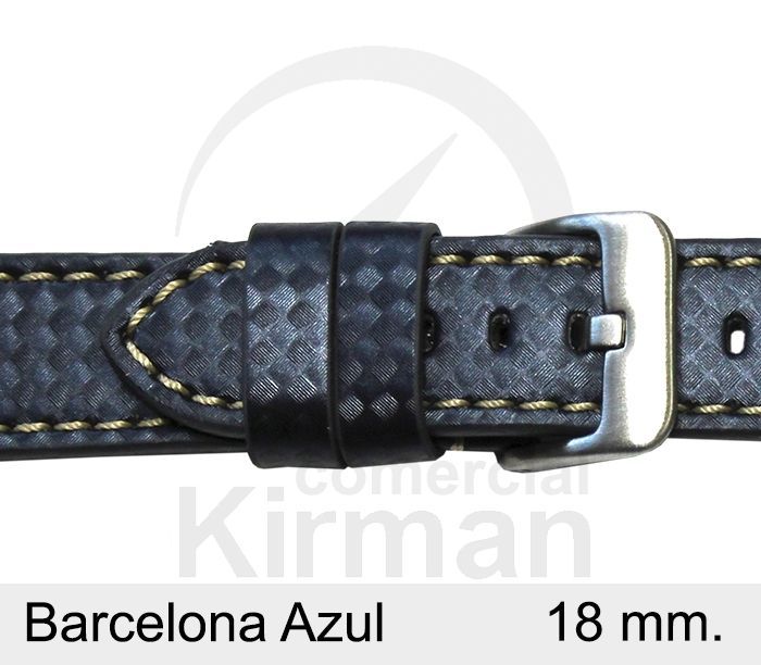 Correa Reloj Piel 18x80/120mm 133124A Barcelona Azul Cierre Hebilla