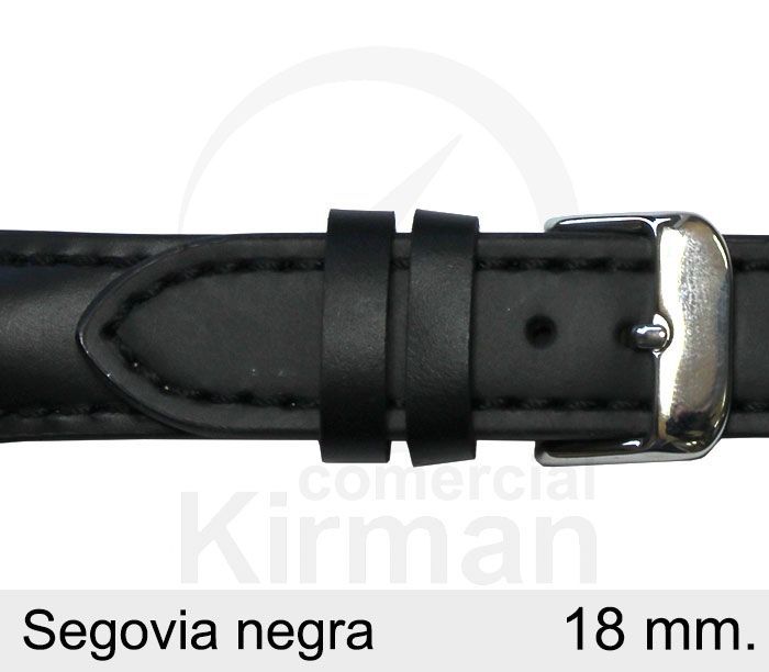 Correa Reloj Piel 18x80/120mm 133128N Segovia negra Cierre Hebilla