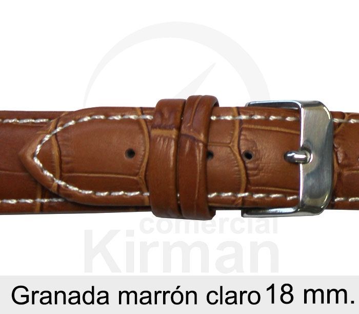 Correa Reloj Piel 18x80/130mm 133119MC Granada Marrón Claro Cierre Hebilla Acero