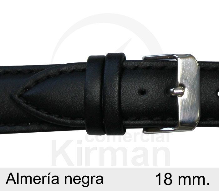 Correa Reloj Piel 18x90/130mm 4020118 Almería Negra Cierre Hebilla Acero