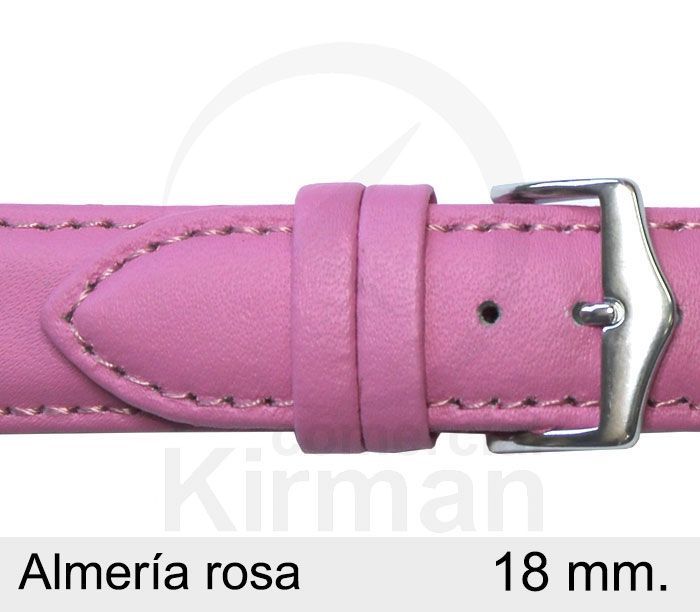 Correa Reloj Piel 18x90/130mm 4020918 Almería Rosa Oscuro Cierre Hebilla Acero