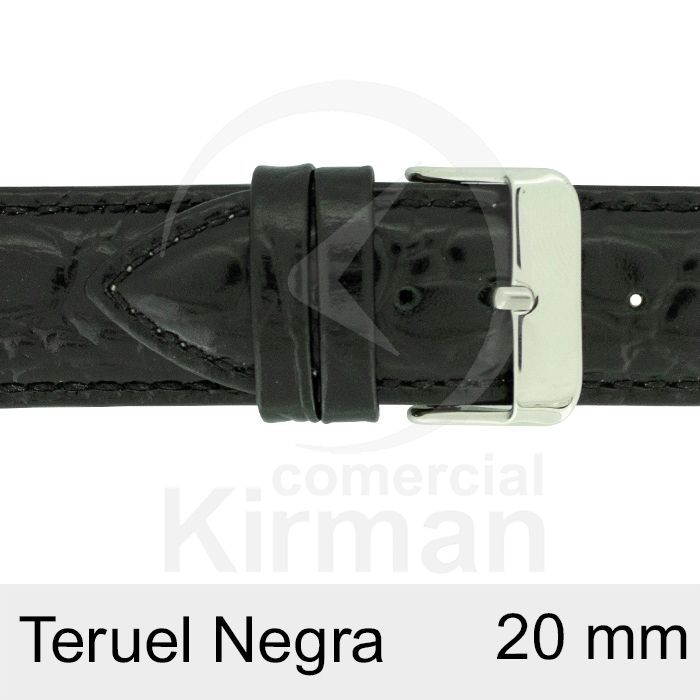 Correa Reloj Piel 20x75/110mm134059N Teruel Negra Cierre Hebilla
