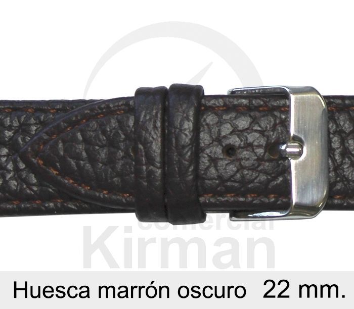 Correa Reloj Piel 20x75/115mm 134127MO Huesca Marrón Oscuro Cierre Hebilla