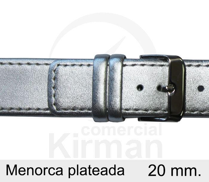 Correa Reloj Piel 20x75/115mm134114P Menorca Plateada Cierre Hebilla