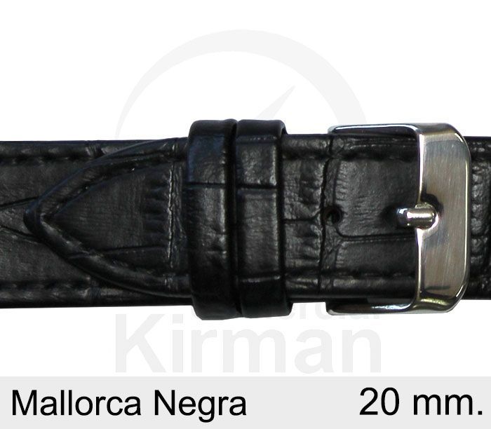 Correa Reloj Piel 20x75/115mm134123N Mallorca Negra Cierre Hebilla
