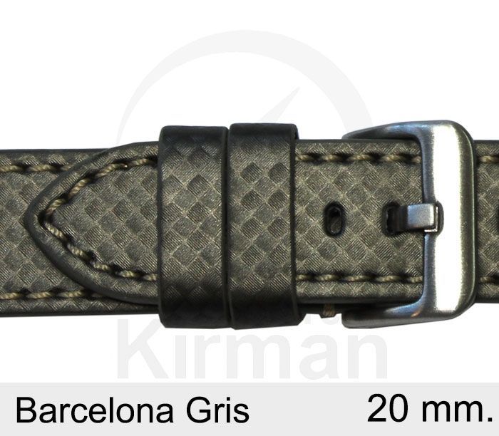 Correa Reloj Piel 20x80/120mm 134124G Barcelona Gris Cierre Hebilla