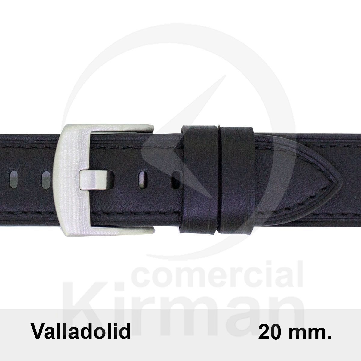 Correa Reloj Piel 20x80/120mm 134143N Valladolid Negra Cierre Hebilla