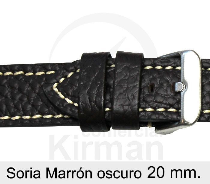 Correa Reloj Piel 20x80/120mm134121MO Soria Marrón Oscuro Cierre Hebilla