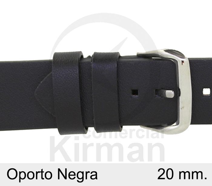 Correa Reloj Piel 20x80/120mm134140N Oporto Negra Cierre Hebilla