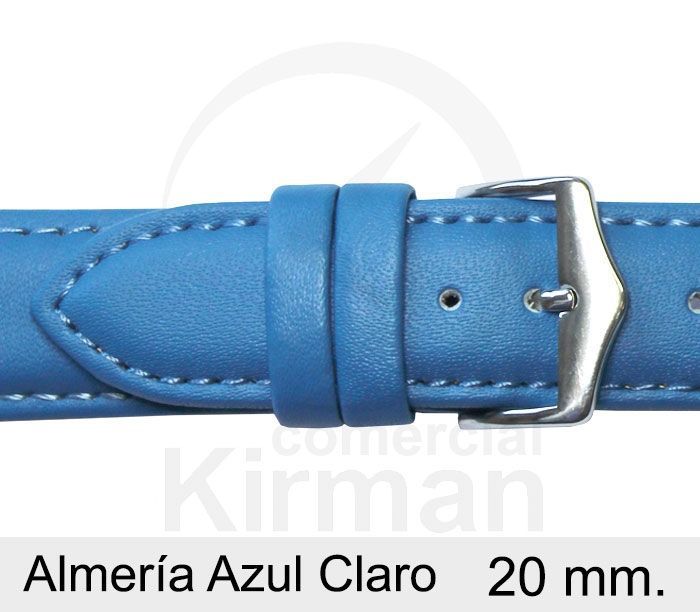 Correa Reloj Piel 20x90/130mm 4021520 Almería Azul Claro Cierre Hebilla
