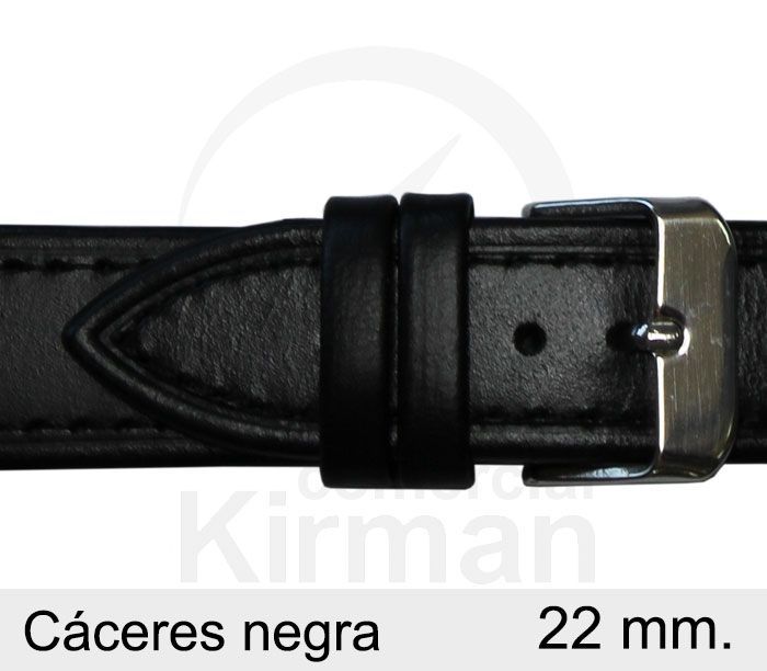 Correa Reloj Piel 22x75/115mm139010N Cáceres Negra Cierre Hebilla
