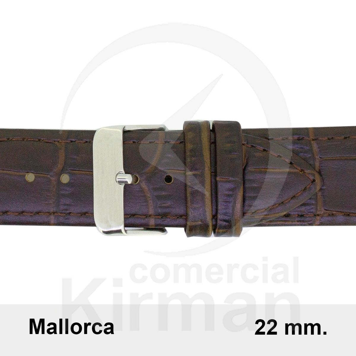 Correa Reloj Piel 22x75/115mm139123MO Mallorca Marrón Oscuro Cierre Hebilla