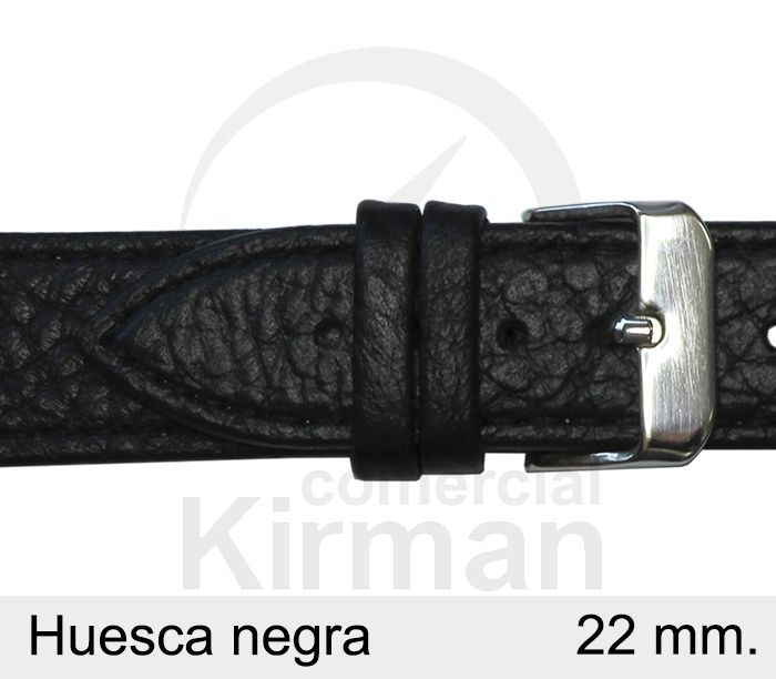 Correa Reloj Piel 22x75/115mm139127N Huesca Negra Cierre Hebilla