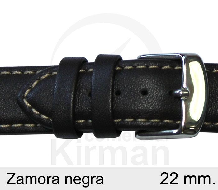 Correa Reloj Piel 22x80/110mm139116N Zamora negra Cierre Hebilla