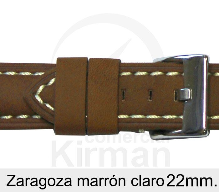 Correa Reloj Piel 22x80/115mm139130MC Zaragoza Marrón Claro Cierre Hebilla