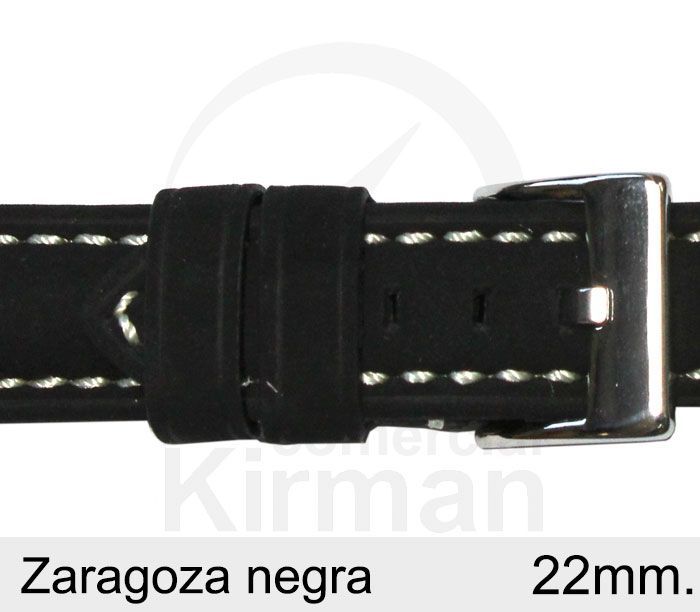 Correa Reloj Piel 22x80/115mm139130N Zaragoza Negra Cierre Hebilla