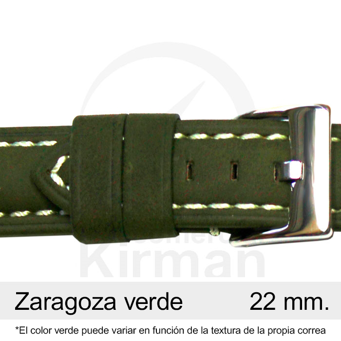 Correa Reloj Piel 22x80/115mm139130V Zaragoza Verde Cierre Hebilla