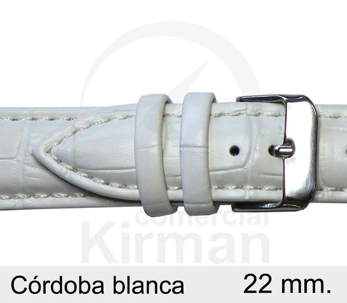 Correa Reloj Piel 22x80/120mm139115B Córdoba Blanca Cierre Hebilla