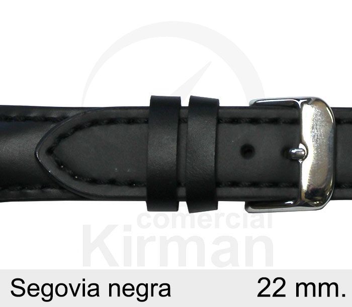 Correa Reloj Piel 22x80/120mm139128N Segovia Negra Cierre Hebilla
