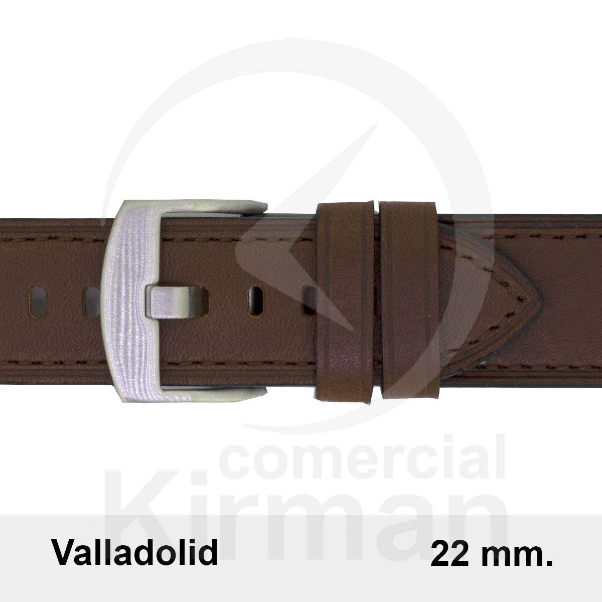 Correa Reloj Piel 22x80/120mm139143MO Valladolid Marrón Oscuro Cierre Hebilla