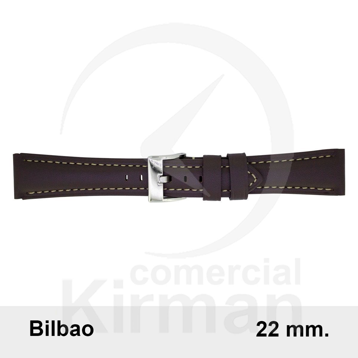 Correa Reloj Piel 22x80/120mm139144MO Oviedo Marrón Oscuro Cierre Hebilla