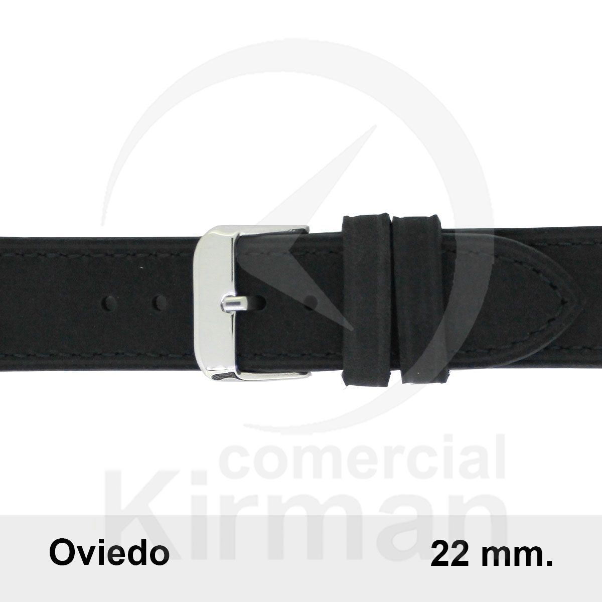 Correa Reloj Piel 22x80/120mm139145N Oviedo Negra Cierre Hebilla