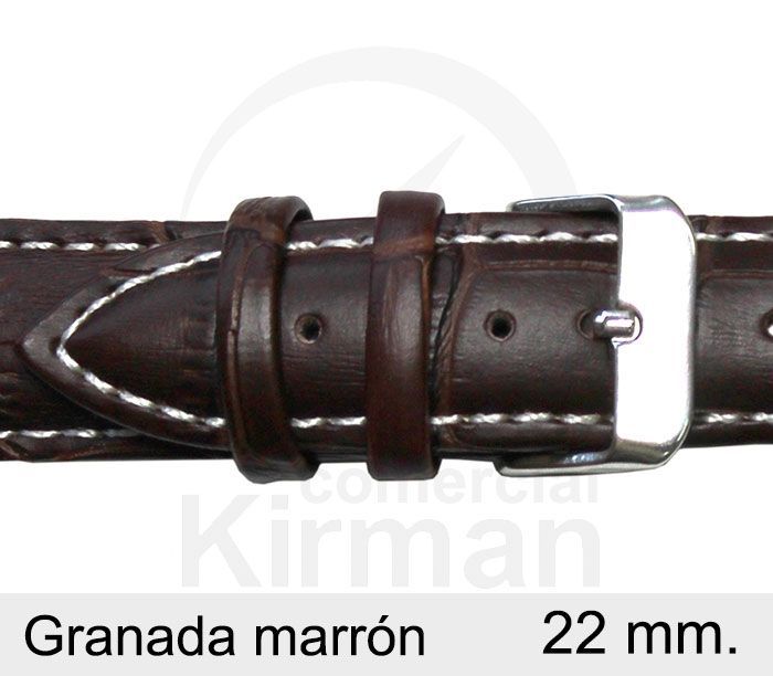 Correa Reloj Piel 22x80/130mm139119M Granada Marrón Cierre Hebilla