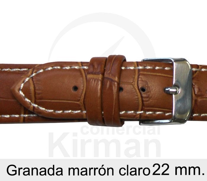 Correa Reloj Piel 22x80/130mm139119MC Granada Marrón Claro Cierre Hebilla