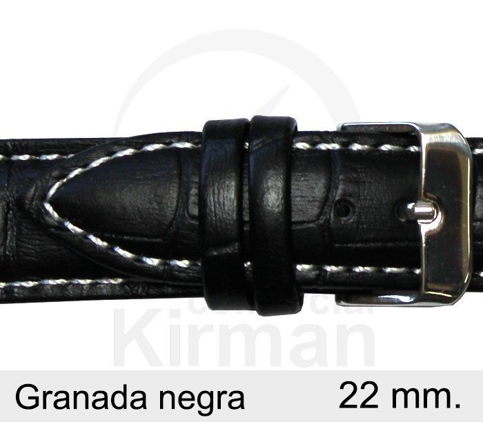 Correa Reloj Piel 22x80/130mm139119N Granada Negra Cierre Hebilla
