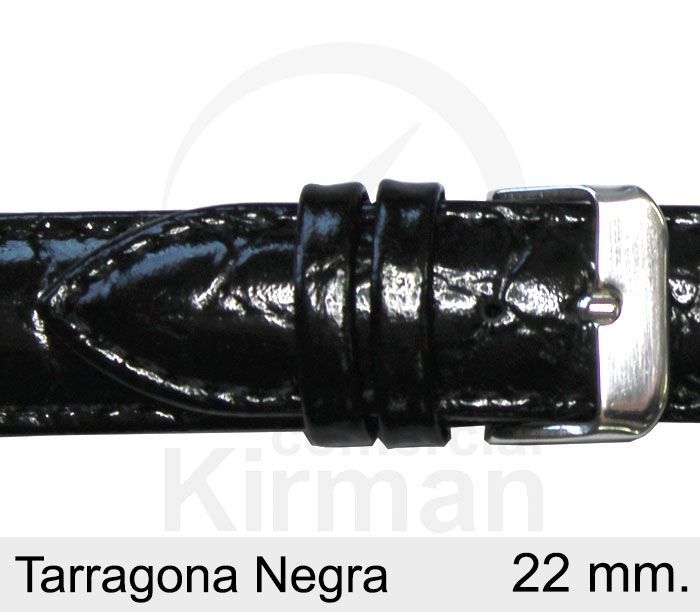 Correa Reloj Piel 22x90/130mm139008N Terragona Negra Cierre Hebilla